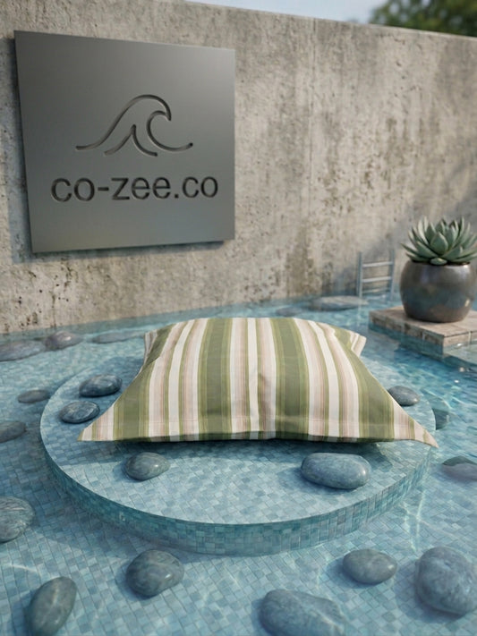 Pool pillow green striped
