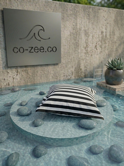 Pool pillow black striped