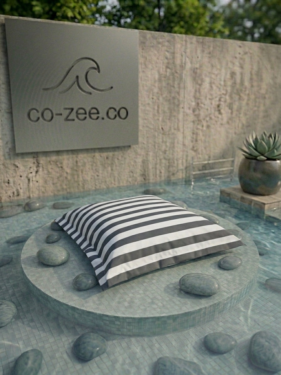 Pool pillow grey striped