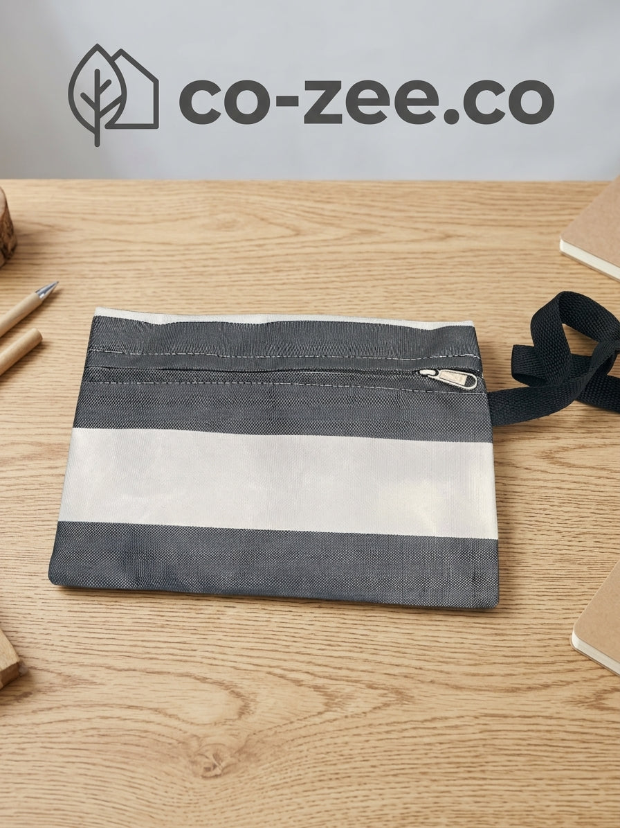 Handbag grey striped